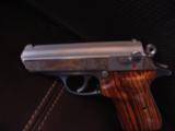 Walther PPKS,Ltd Talo Edition,engraved with gold Tiger & gold PPKS,exotic wood grips,stainless,2 mags,unfired,in box with all papers,very rare !! - 8 of 12