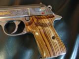 Walther PPKS,Ltd Talo Edition,engraved with gold Tiger & gold PPKS,exotic wood grips,stainless,2 mags,unfired,in box with all papers,very rare !! - 2 of 12