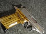 Walther PPKS,Ltd Talo Edition,engraved with gold Tiger & gold PPKS,exotic wood grips,stainless,2 mags,unfired,in box with all papers,very rare !! - 9 of 12
