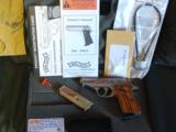 Walther PPKS,Ltd Talo Edition,engraved with gold Tiger & gold PPKS,exotic wood grips,stainless,2 mags,unfired,in box with all papers,very rare !! - 7 of 12