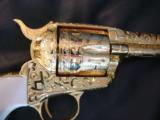 Colt SAA 3rd Gen,24K plated,fully master Cattlebrand engraved by Flannery,45LC,4 3/4" real ivory grips.one of a kind masterpiece !! awesome !! - 6 of 12
