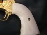 Colt SAA 3rd Gen,24K plated,fully master Cattlebrand engraved by Flannery,45LC,4 3/4" real ivory grips.one of a kind masterpiece !! awesome !! - 4 of 12