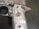 Colt Mustang Pocketlite,fully master engraved by Flannery engraving,polished stainless & matt,Pearlite grips,380,2 3/4