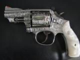 Smith & Wesson model 66-4,357 magnum,fully 100%+ master engraved by Jeff Flannery,gold inlays,polishe stainless,Pearlite grips,& a true work of art-! - 1 of 12