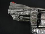 Smith & Wesson model 66-4,357 magnum,fully 100%+ master engraved by Jeff Flannery,gold inlays,polishe stainless,Pearlite grips,& a true work of art-! - 3 of 12