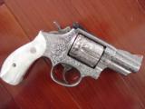 Smith & Wesson model 66-4,357 magnum,fully 100%+ master engraved by Jeff Flannery,gold inlays,polishe stainless,Pearlite grips,& a true work of art-! - 11 of 12