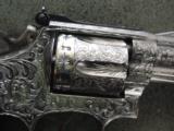 Smith & Wesson model 66-4,357 magnum,fully 100%+ master engraved by Jeff Flannery,gold inlays,polishe stainless,Pearlite grips,& a true work of art-! - 12 of 12