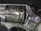 Smith & Wesson model 66-4,357 magnum,fully 100%+ master engraved by Jeff Flannery,gold inlays,polishe stainless,Pearlite grips,& a true work of art-! - 2 of 12