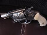 Smith & Wesson 60-1,fully deep relief master engraved,with 24k flowers in 3D,carved real ivory grips,gold inlay,1 7/8