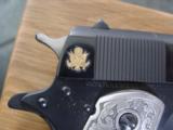 Colt 1911,Series 70,1 of 250,Custom shop Panama Canal Comm.,engraved,with 10 gold accents,real pewter grips,fitted oak case,unfired,1979,45acp - 12 of 12