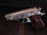 Walther PPK/S polished Stainless,full deep hand engraved by Flannery engraving,Rosewood grips,380 auto,looks new,awesome masterpiece-no box etc. - 11 of 12