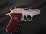 Walther PPK/S polished Stainless,full deep hand engraved by Flannery engraving,Rosewood grips,380 auto,looks new,awesome masterpiece-no box etc. - 2 of 12