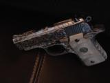 Colt Mustang Pocketlite,fully deep hand engraved by Flannery Engraving,polished stainless,Pearlite grips,380,new in box,a work of art !! awesome !! - 1 of 12