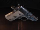 Colt Mustang Pocketlite,fully deep hand engraved by Flannery Engraving,polished stainless,Pearlite grips,380,new in box,a work of art !! awesome !! - 2 of 12