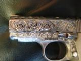 Colt Mustang Pocketlite,fully deep hand engraved by Flannery Engraving,polished stainless,Pearlite grips,380,new in box,a work of art !! awesome !! - 7 of 12
