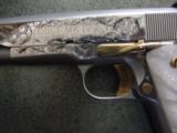 Colt Series 80 1911,Master hand scroll engraved,polished stainless slide,24K gold accents,Pearlite grips,a 1 of a kind work of art !! awesome-period ! - 7 of 12