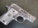 Colt Mustang Pocketlite,fully engraved by Flannery engraving,polished stainless,Pearlite grips,380,NIB,box & all papers,awesome work of art !! - 4 of 12