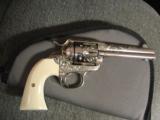 Colt Bisley 38WCF,1903,refinished nickel & master engraved by Clint Finley,real Ivory grips,4 3/4
