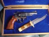 Smith & Wesson 19-3 Texas Rangers 150th commemorative with matching Bowie knife,4" 357 magnum,in fitted wood case,never fired -1973 - 1 of 12