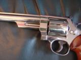 Smith & Wesson Model 29-2, 44 Magnum,8 3/8",bright high polished nickel,Bianchi leather holster,wood grips,around 1969,a nice clean showpiece !! - 3 of 12