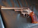 Smith & Wesson Model 29-2, 44 Magnum,8 3/8",bright high polished nickel,Bianchi leather holster,wood grips,around 1969,a nice clean showpiece !! - 1 of 12