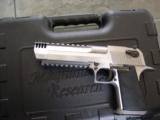 Desert Eagle 50AE hand cannon,1st all stainless with built in compenstor,top & bottom rails,in box,all papers & unfired-awesome !! - 1 of 12