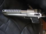 Desert Eagle 50AE hand cannon,1st all stainless with built in compenstor,top & bottom rails,in box,all papers & unfired-awesome !! - 11 of 12