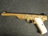 Colt Woodsman Match Target bullseye,1939,fully 100%+master engraved by Jeff Flannery,,24k plated,real Ivory grips,a work of art & rare !! - 1 of 12