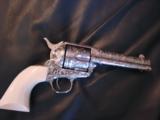 Colt SAA 1st generation,1907,44/40 fully master engraved bt Robert Valade,nickel,real Ivory grips,4 3/4" barrel,a one of a kind masterpiece !! - 1 of 12