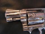 Smith & Wesson Model 60,no dash,master deep relief engraved,by Clint Finley,stag heart grips,1 3/4".38spl,polished stainless-awesome !! - 4 of 12