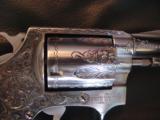 Smith & Wesson Model 60,no dash,master deep relief engraved,by Clint Finley,stag heart grips,1 3/4".38spl,polished stainless-awesome !! - 6 of 12
