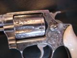 Smith & Wesson Model 60,no dash,master deep relief engraved,by Clint Finley,stag heart grips,1 3/4".38spl,polished stainless-awesome !! - 3 of 12