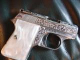 Astra vest pocket 22 short,like the Baby Browning,nickel plated & factory scroll engraved,Pearlite grips,tiny purse or pocket pistol - 4 of 12