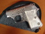 Astra vest pocket 22 short,like the Baby Browning,nickel plated & factory scroll engraved,Pearlite grips,tiny purse or pocket pistol - 12 of 12