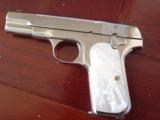 Colt 1908 ,380 auto,refinished nickel,REAL pearl grips, 32 auto barrel & magazine,hammerless,grip safety. circa 1921 - 1 of 12