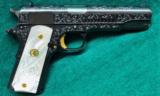Colt 1911,made around 1919,fully deep relief master engraved with gold accents,real MOP grips,with carved lady,awesome masterpiece,US Army model - 1 of 12