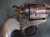 Colt Bisley 44-40,made in 1912, nickel plated,gold accents,master scroll engrave by Briam Mears,real pearl grips,awesome one of a kind masterpiece !! - 3 of 12