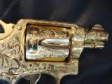 Smith & Wesson Pre Model 10,100%+ Master engrave by Flannery,24K gold plated,2",38spl,real MOP grips,a work of art - 8 of 12