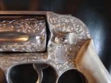 Smith & Wesson Model 49-no dash,fully deep engraved,satin nickel,Stag grips,38special,1 3/4",shrouded hammer-a work of art !! - 7 of 12