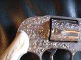 Smith & Wesson Model 49-no dash,fully deep engraved,satin nickel,Stag grips,38special,1 3/4",shrouded hammer-a work of art !! - 3 of 12