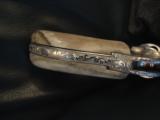 Smith & Wesson Model 49-no dash,fully deep engraved,satin nickel,Stag grips,38special,1 3/4",shrouded hammer-a work of art !! - 9 of 12