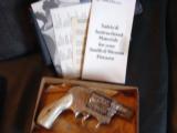 Smith & Wesson Model 49-no dash,fully deep engraved,satin nickel,Stag grips,38special,1 3/4",shrouded hammer-a work of art !! - 12 of 12