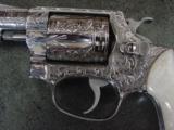 Smith & Wesson 60-7,fully Flannery engraved,,polished stainless,Pearlite grips,38spl,2", awesome showpiece for concealed carry - 3 of 12
