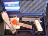 Colt Commander Series 80,Fully engraved slide,stainless,4 1/4" barrel,REAL IVORY grips,45acp,in box with manual - 10 of 12