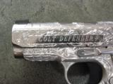 Colt Defender fully engraved by Flannery Engraving, polished stainless,Pearlite grips,3" barrel, 45acp , new in box-a true work of art !! - 5 of 11