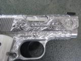 Colt Defender fully engraved by Flannery Engraving, polished stainless,Pearlite grips,3" barrel, 45acp , new in box-a true work of art !! - 3 of 11