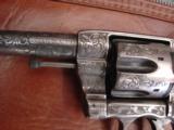 Colt Army/Navy/1895 revolver,hand engraved,refinished,38 caliber,6",double action,wood grips,made in 1903-a work of art !! - 4 of 12