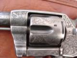 Colt Army/Navy/1895 revolver,hand engraved,refinished,38 caliber,6",double action,wood grips,made in 1903-a work of art !! - 3 of 12