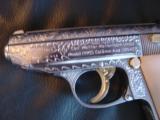 Walther PPK/S factory engraved with 24K gold accents,#140 of 500,380auto,polished stainless,leather case,& Oak case,2 mags,scrimshaw grips ! awesome - 7 of 12