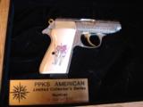 Walther PPK/S factory engraved with 24K gold accents,#140 of 500,380auto,polished stainless,leather case,& Oak case,2 mags,scrimshaw grips ! awesome - 1 of 12